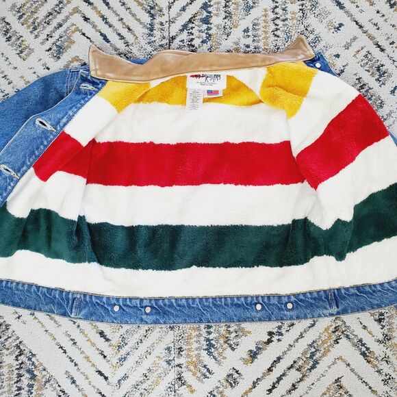 Schaefer LEGEND DENIM JACKET FLEECE LINING Blanket Jean Jacket Mens SZ Small - Picture 4 of 14